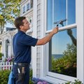 A professional cleaner leaves streak-free glass at a Concord NH home.
