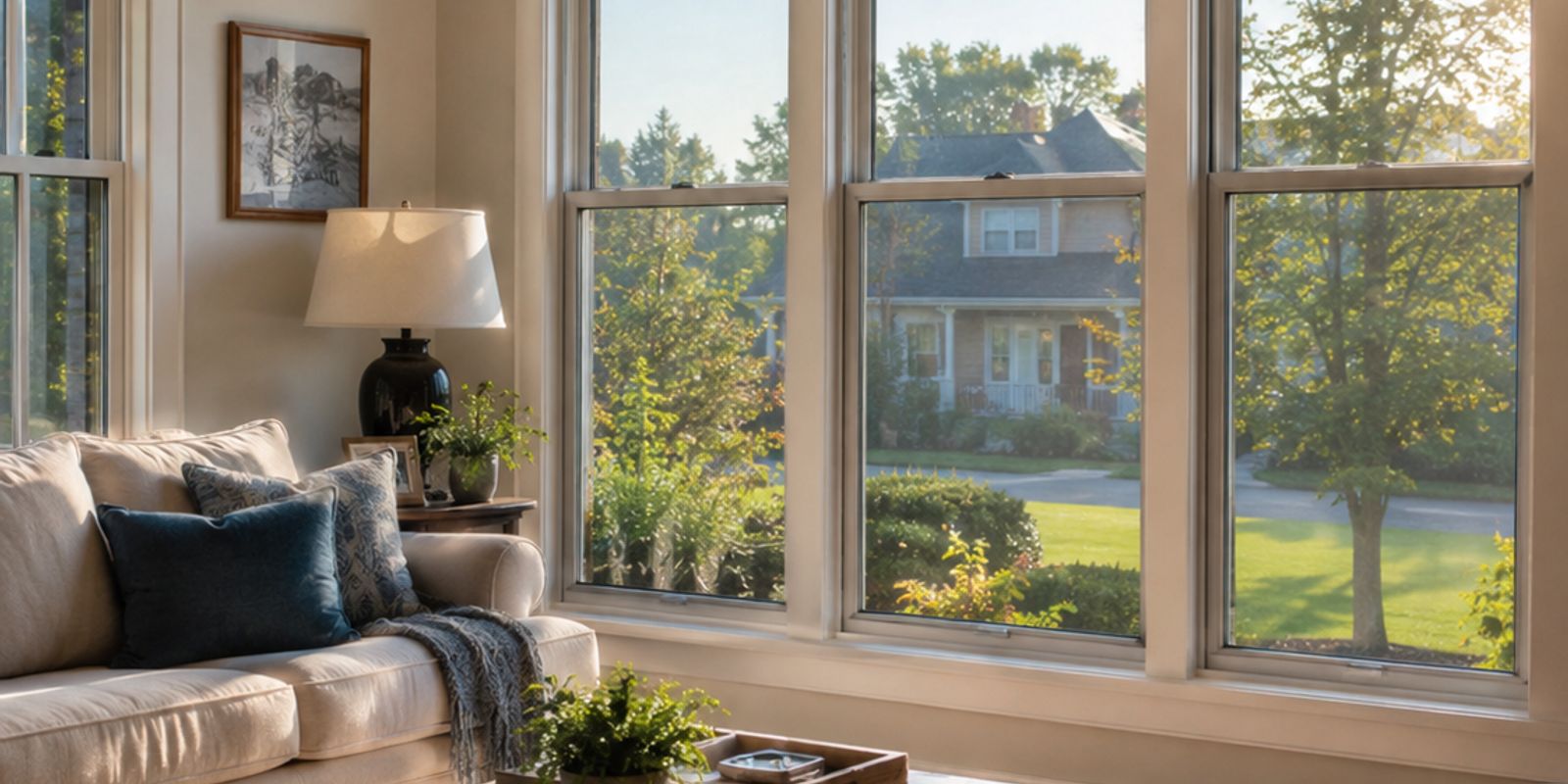 Afternoon sun fills a Manchester NH living room while window film cuts heat and glare.
