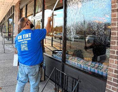 Commercial storefront glass cleaning