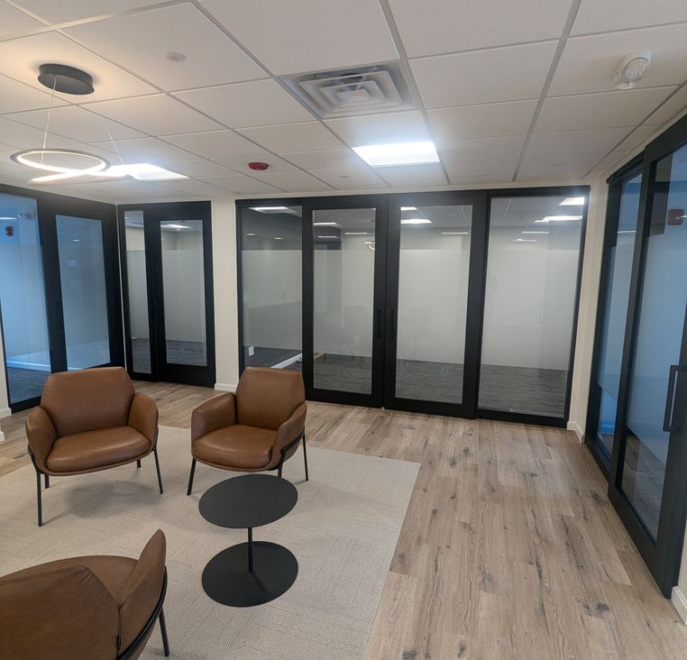 Commercial glass protected with security and safety film