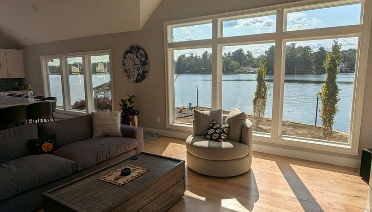 Bright residential entryway with clean glass